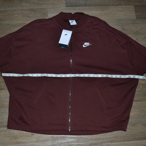 NWT Nike Essential Sportswear Brown Oversized Zip-up Fleece Sweatshirt Women M - Picture 5 of 5